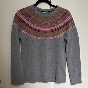 Tabitha Gray Sweater with Pink and Brown Patterns